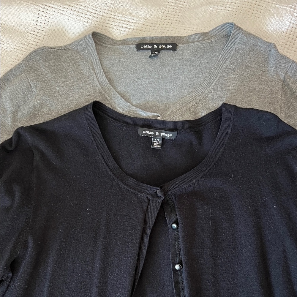 Cable & Gauge Black and Gray Knit Cardigan Pair